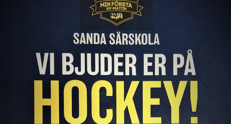 HV71 bjuder in Sanda särskola till hockeymatch.
